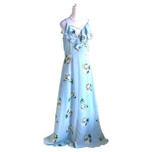 New Look Maxi Dress Light Blue Floral Low Back (8)